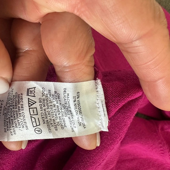 Ann Taylor Off-Shoulder Magenta Sweater - Picture 4 of 7